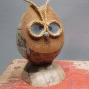 Vintage Coconut Owl Sculpture